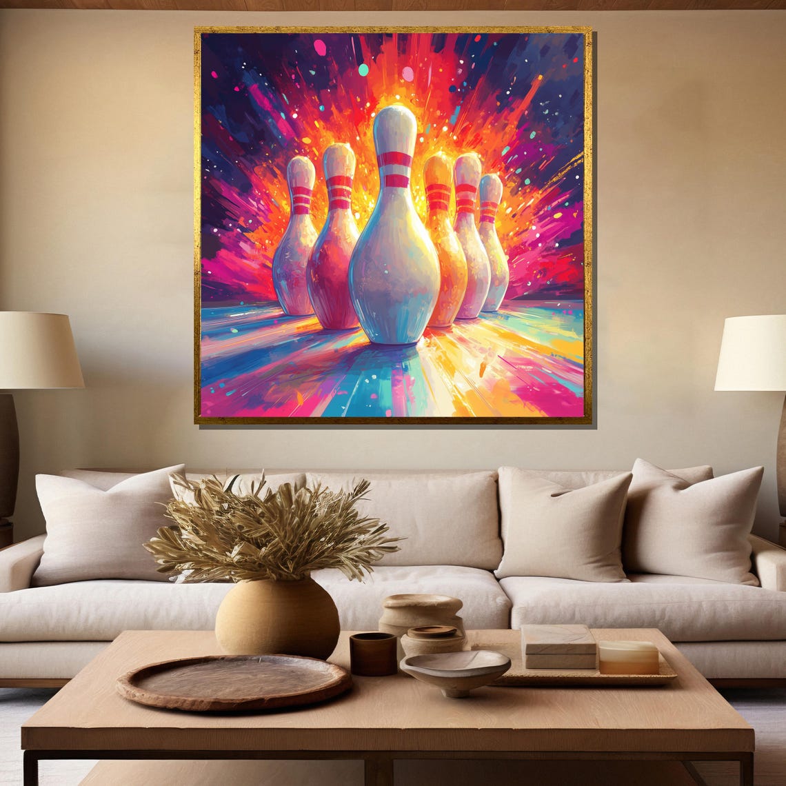 Explosive Pop Art Bowling Pins in a Colorful Strike Party Poster - Image 5