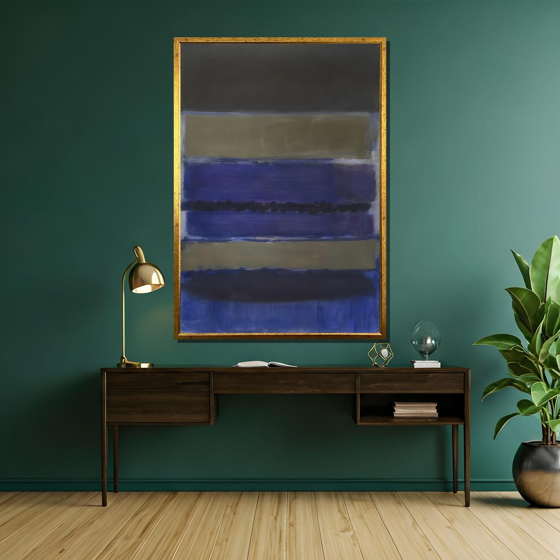 Rothko-Style Blue Gray Striped Color-Field Abstract Art Poster - Image 5