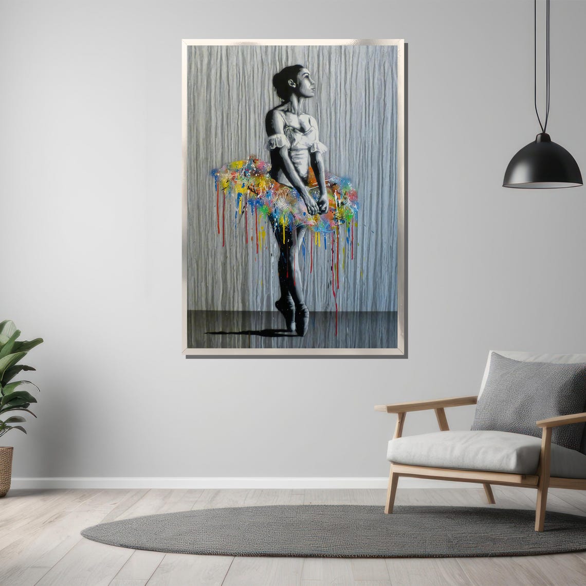 Ballerina Paint Splatter Tutu Black White Dance Studio Poster - Image 3