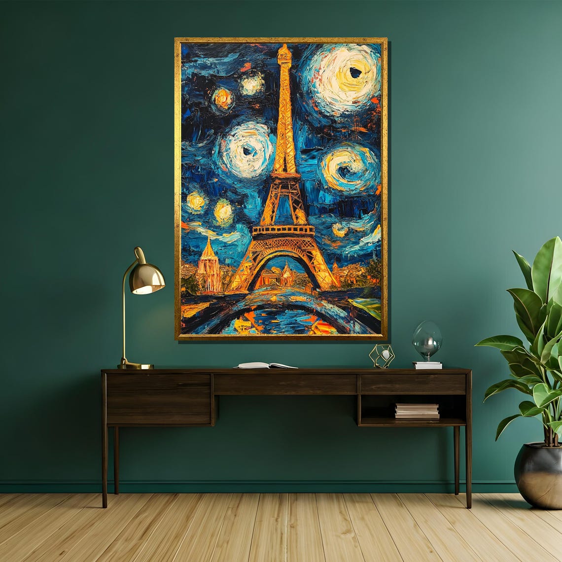 Starry Night Eiffel Tower Paris Van Gogh Inspired Swirling Sky Poster - Image 5