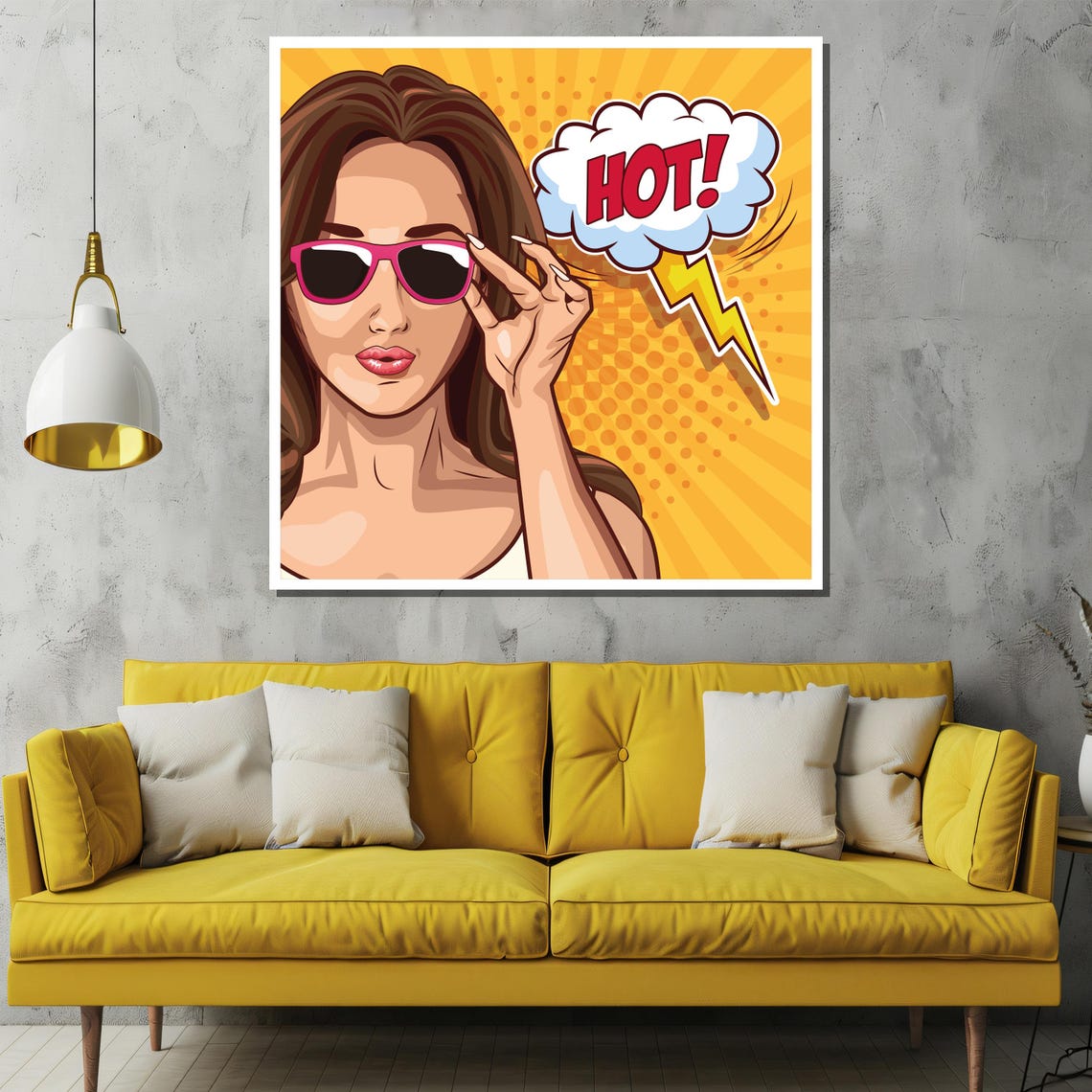 Pop Art Woman Hot Speech Bubble With Pink Sunglasses Style Poster - Image 2