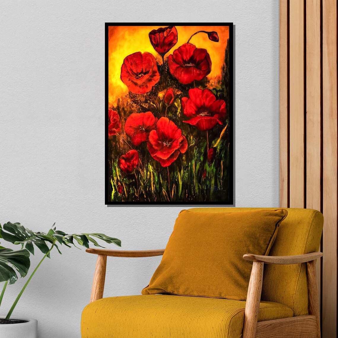 Vivid Red Poppies At Sunset Golden Impressionist Garden Poster - Image 4