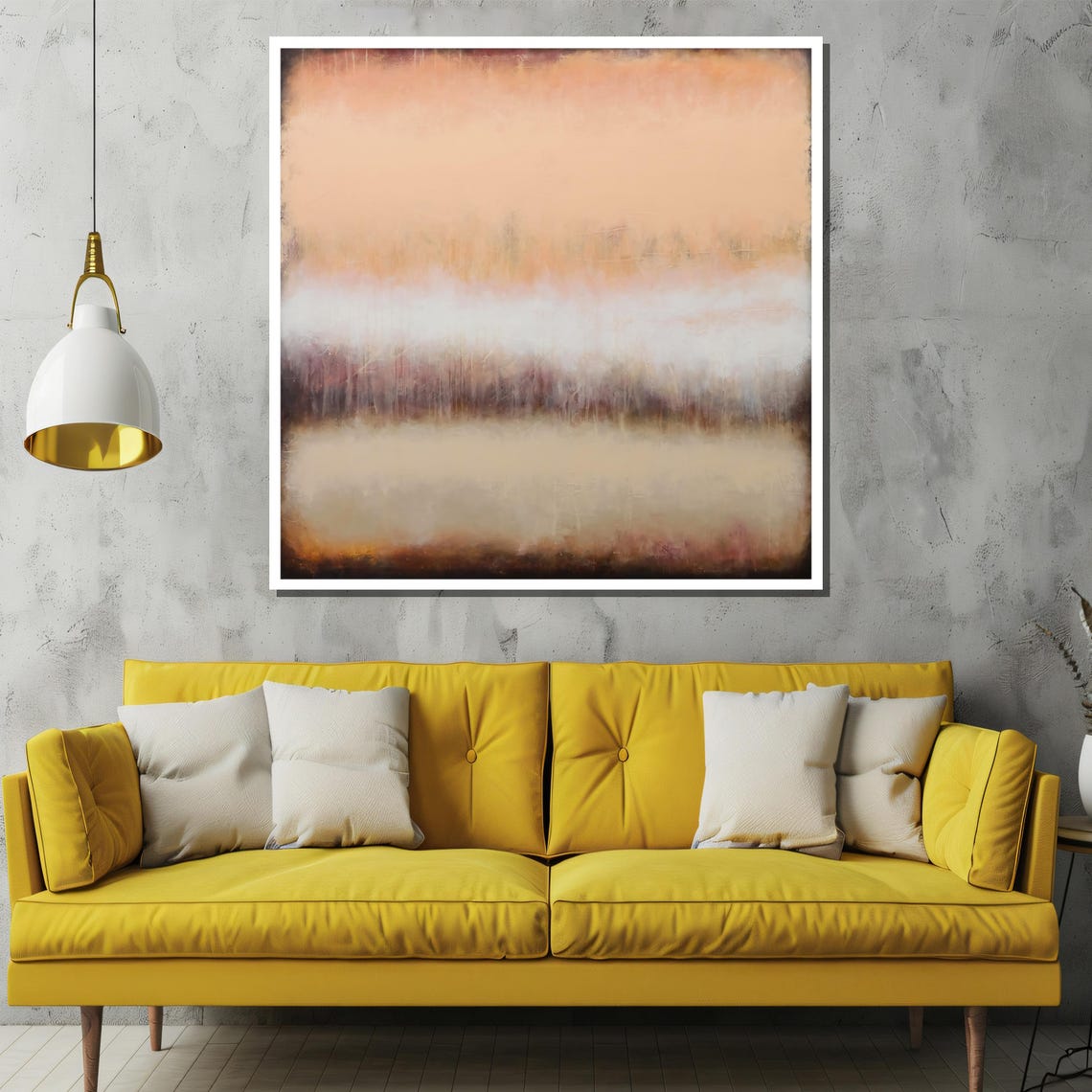 Neutral Beige Blush and Gray Abstract Horizon Bands Modern Poster - Image 3