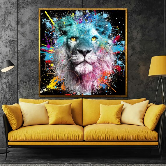 Colorful Lion Design Modern Wall Art Vibrant Lion Painting For Luxury Home Decor And A Unique Gift Option