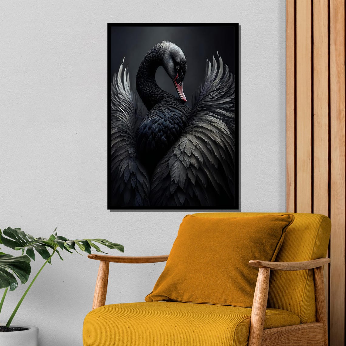 Elegant Black Swan Dark Moody Feathered Beauty Wildlife Art Poster - Image 4