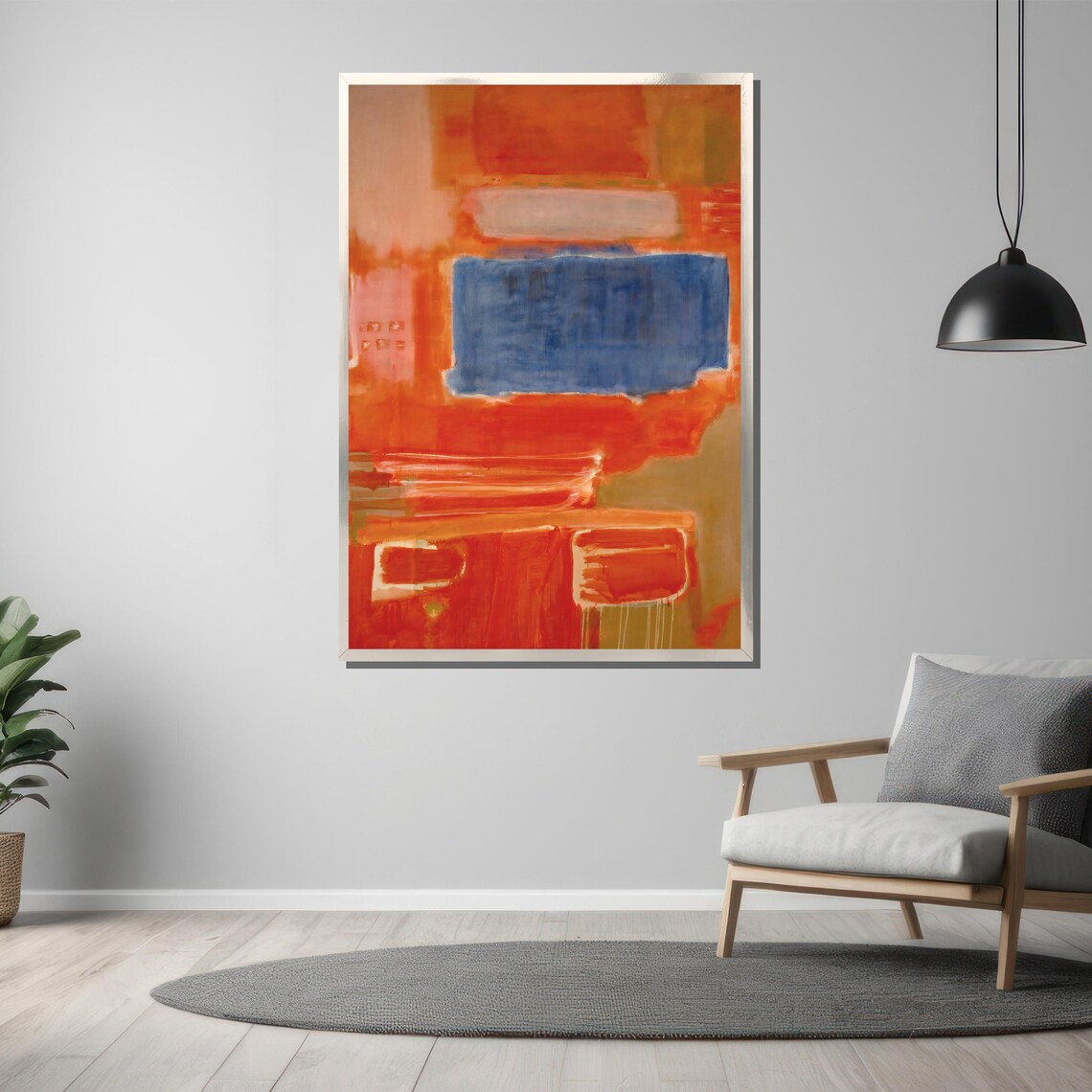 Vibrant Abstract Orange And Blue Painting Unique Artistic Gift For Modern Home Decor Lovers - Image 3