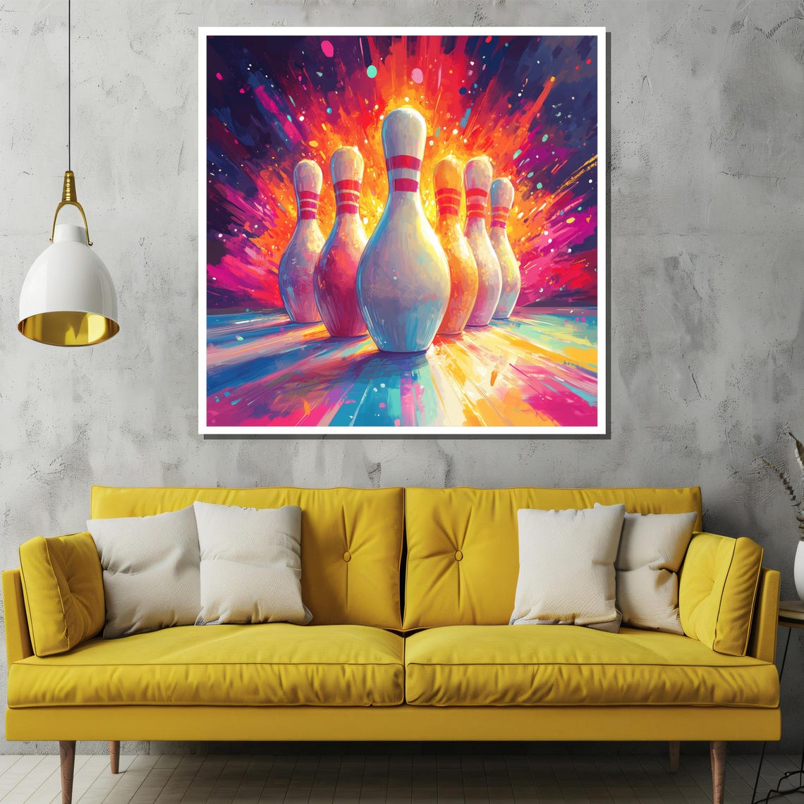 Explosive Pop Art Bowling Pins in a Colorful Strike Party Poster - Image 2
