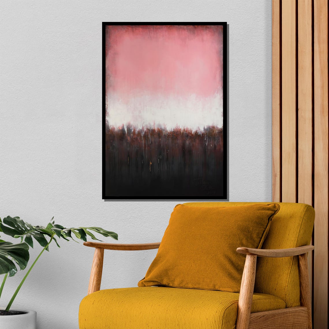 Blush Pink and Charcoal Abstract Modern Minimalist Art Poster - Image 4