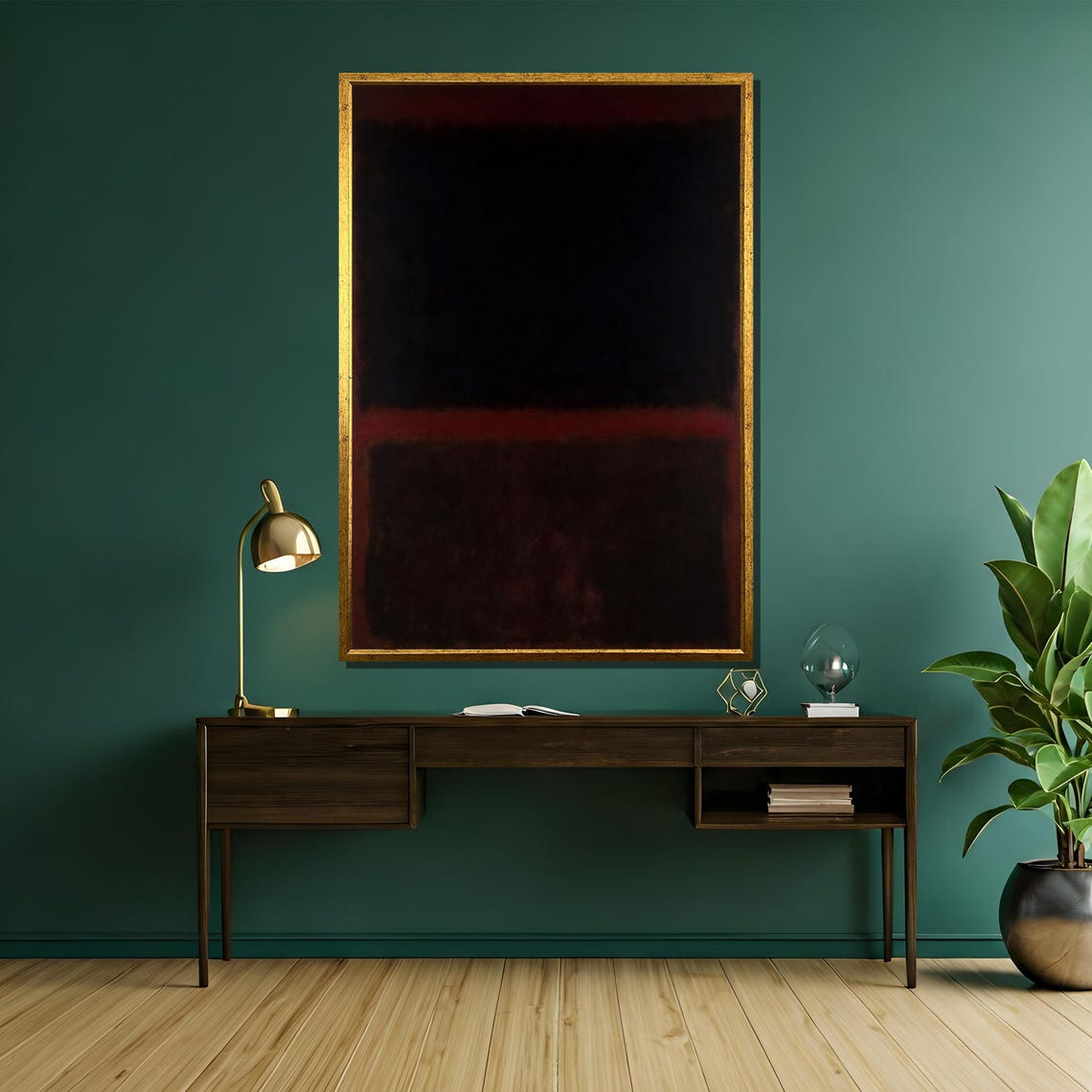 Deep Black And Ember Red Minimal Dark Abstract Statement Poster - Image 5