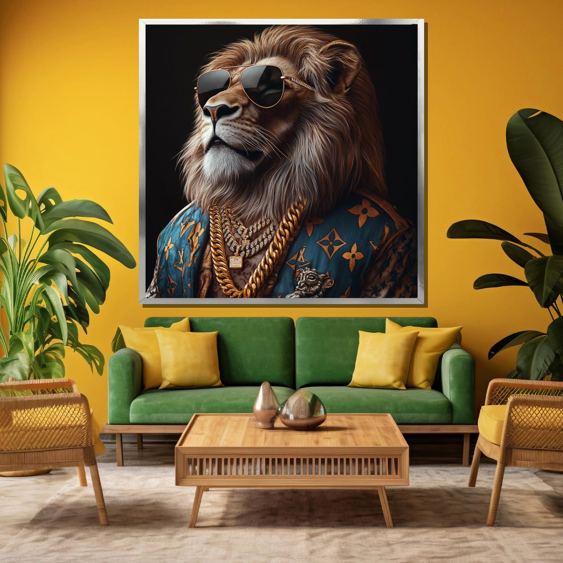 Cool Lion Wearing Sunglasses And Gold Chains In Style Poster - Image 3