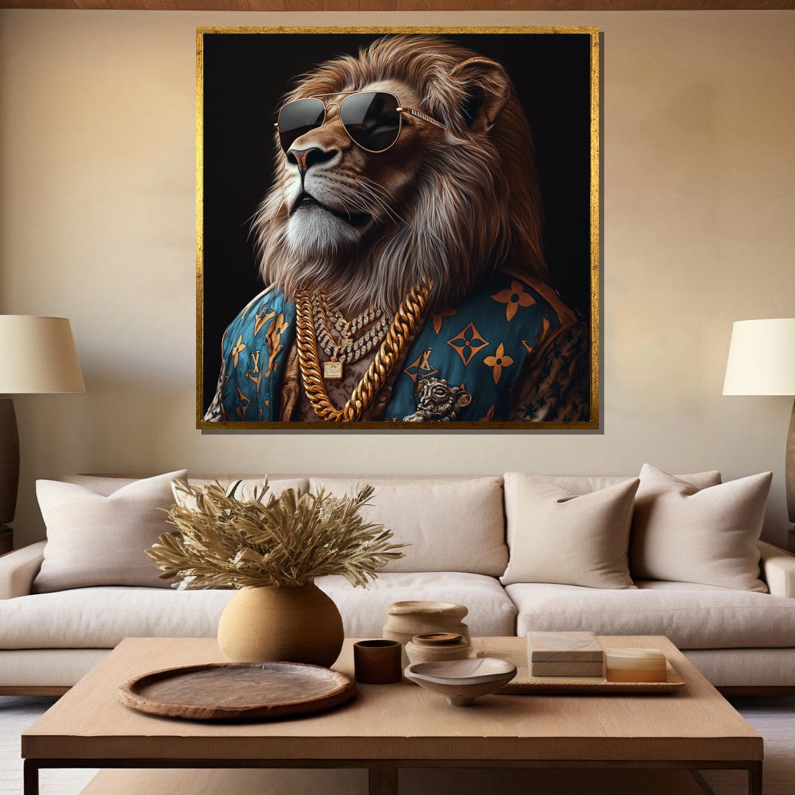 Cool Lion Wearing Sunglasses And Gold Chains In Style Poster - Image 5