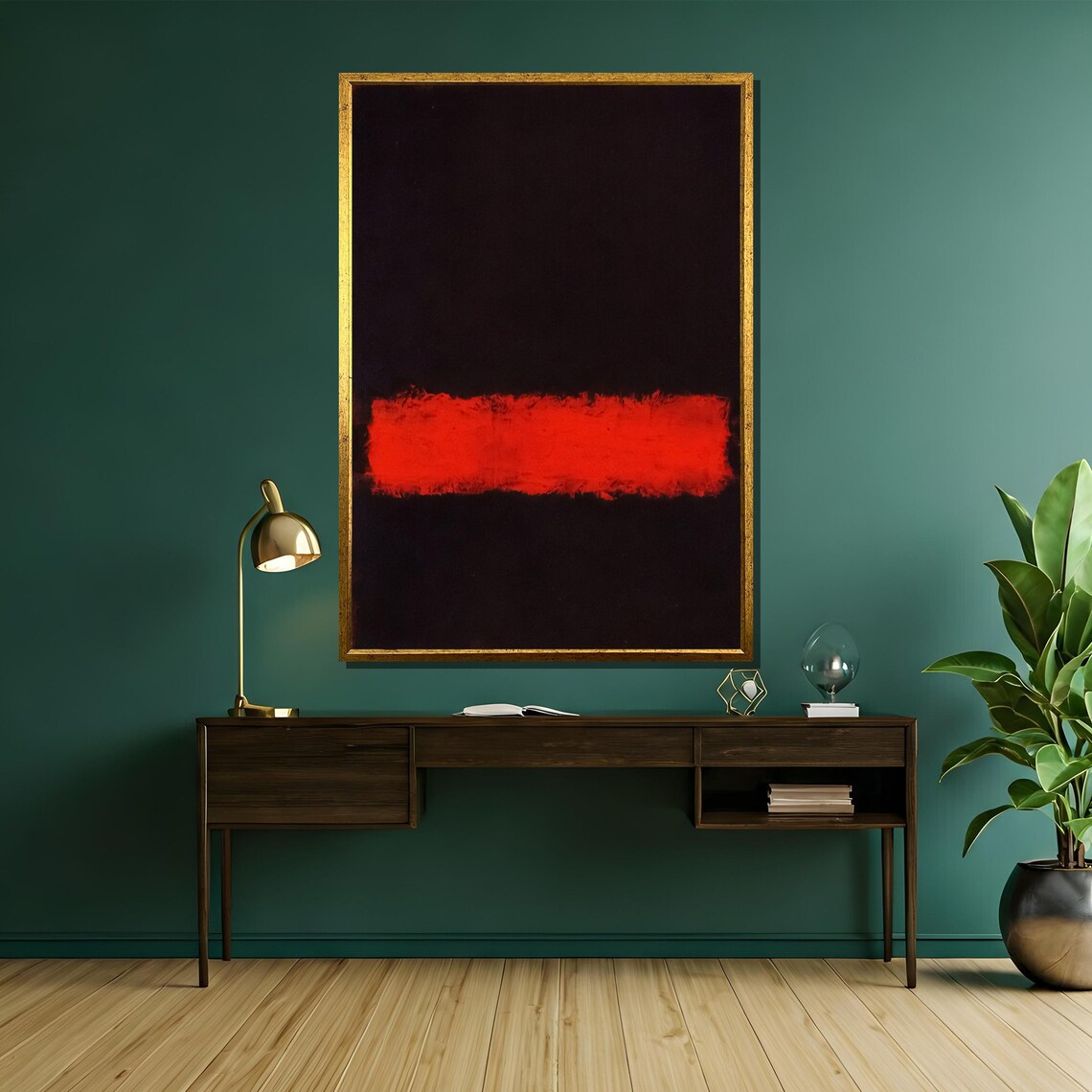 Mark Rothko Style Intense Red On Black Abstract Painting - Image 5