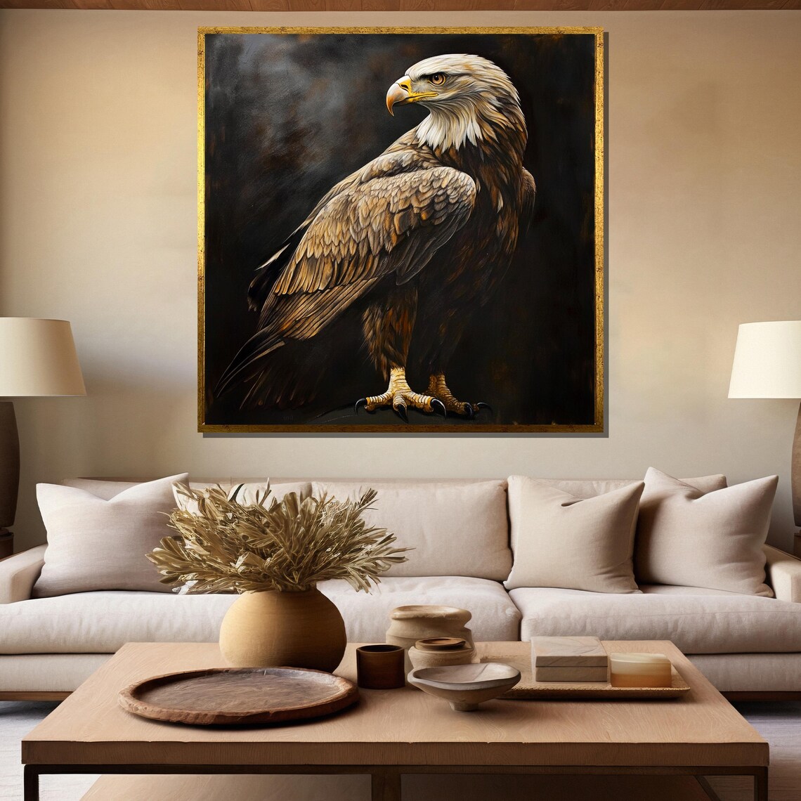 Majestic Eagle Realistic Wildlife Art Print, Dark Style - Image 5