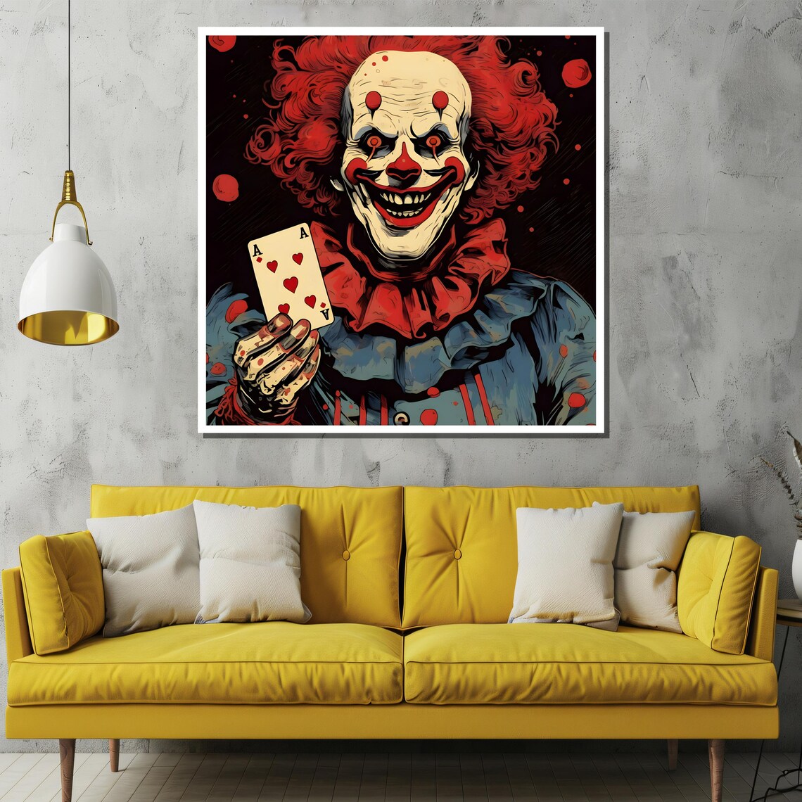 Sinister Clown Holding Ace Of Hearts Card Dark Horror Poster - Image 2