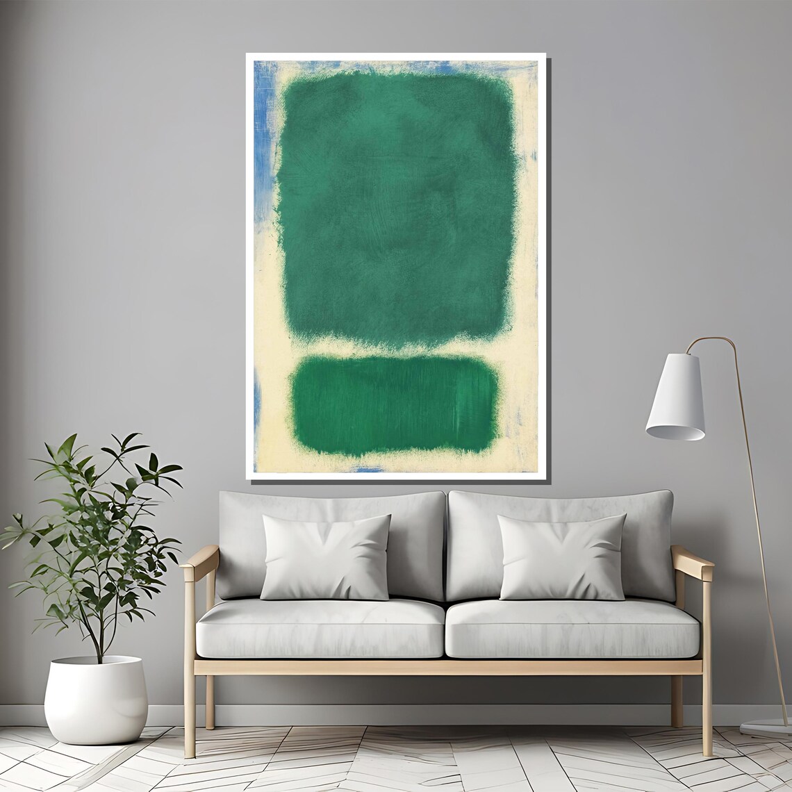 Mark Rothko Lush Green On Cream Abstract Expressionist Art - Image 2