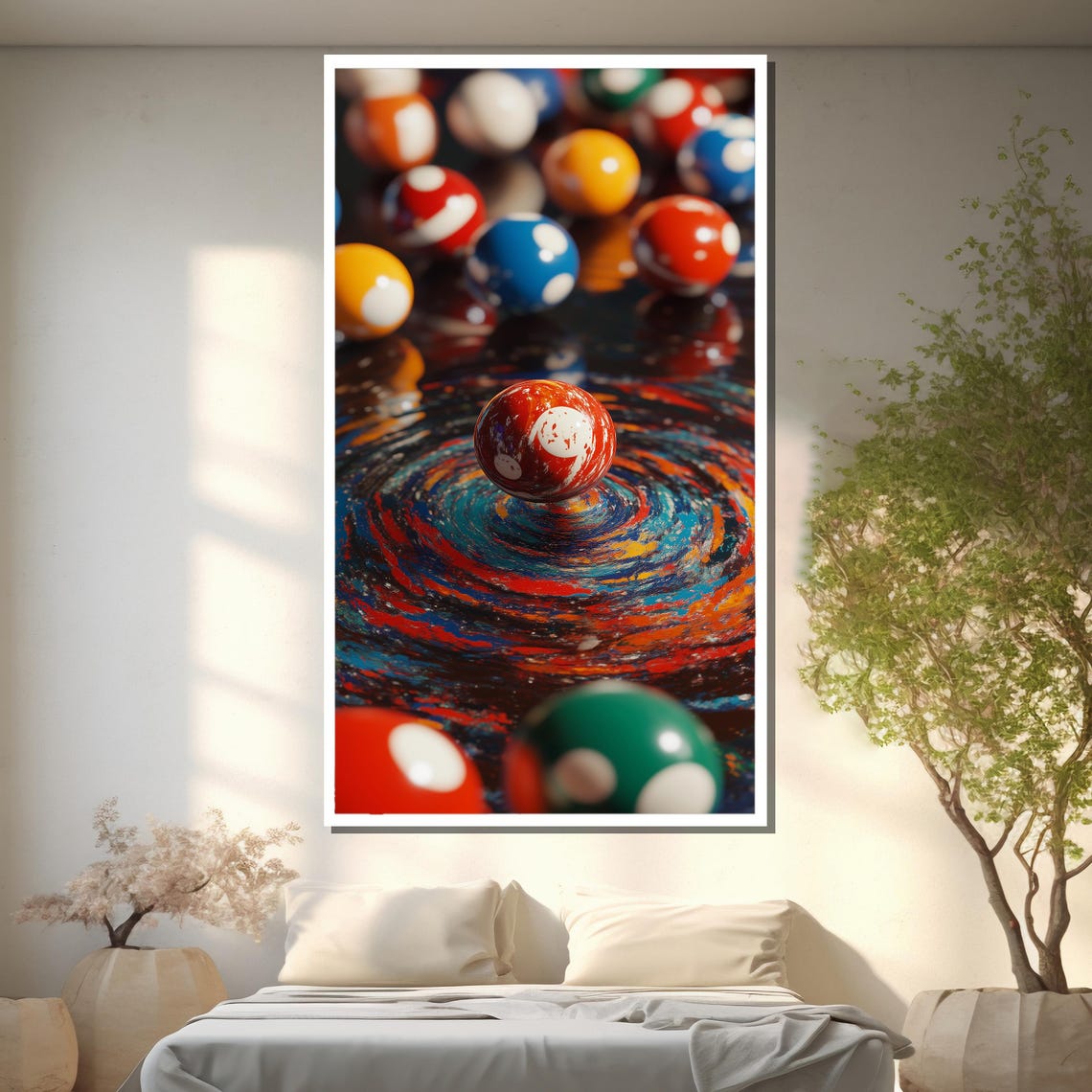 Abstract Billiards Painting Monet Inspired Pool Ball Art Swirling Colorful Game Room Decor Vibrant Impressionist Wall Print Gift - Image 2