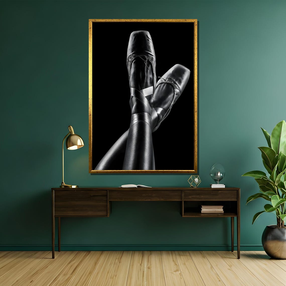 Elegant Black Pointe Shoes Close-Up Minimalist Ballet Photo Poster - Image 5