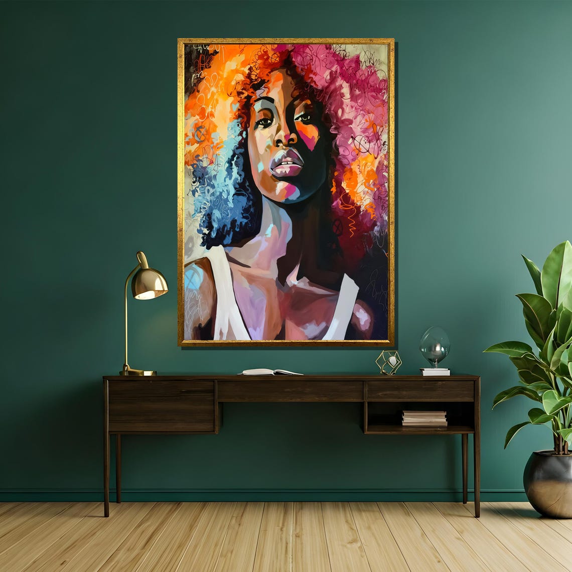 Expressive Afro Woman With Multicolor Hair Abstract Art Poster - Image 5