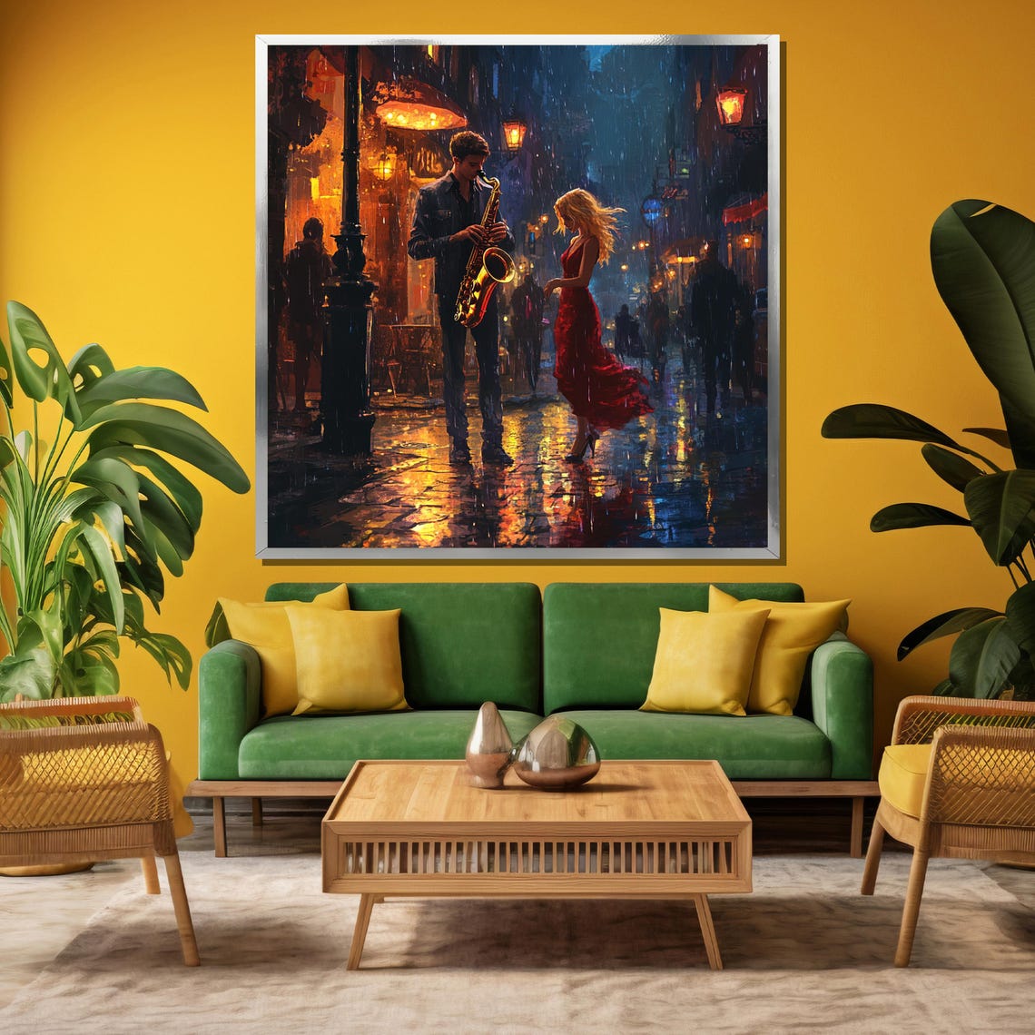 Moonlit Saxophone Serenade Rainy Street Night Romantic Jazz Poster - Image 3
