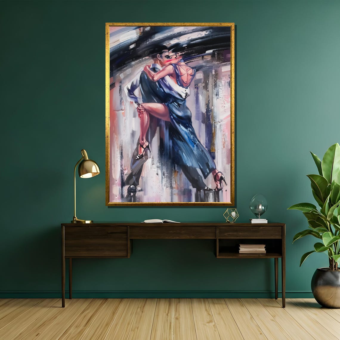 Dynamic Tango Couple Painting Elegant Romantic Wall Art Gift For Dance Enthusiasts And Modern Home Decor - Image 5