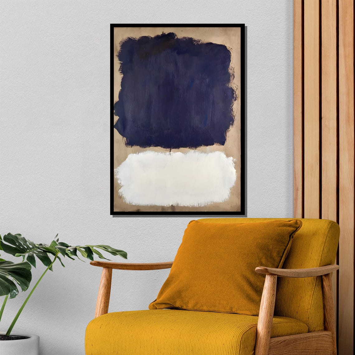 Navy Blue and White Color Field Rothko Inspired Abstract Poster - Image 4