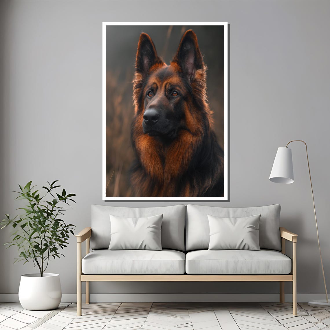 Loyal Guardian Long Haired German Shepherd Dog Portrait Poster - Image 2