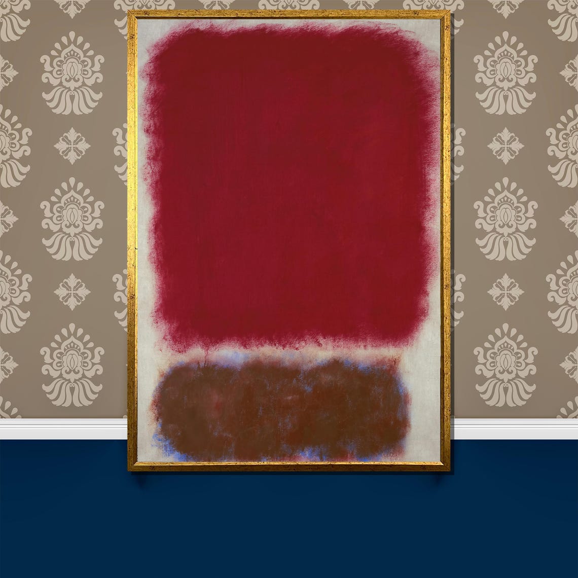 Rothko-Style Crimson Earthy Brown Color-Field Abstract Art Poster