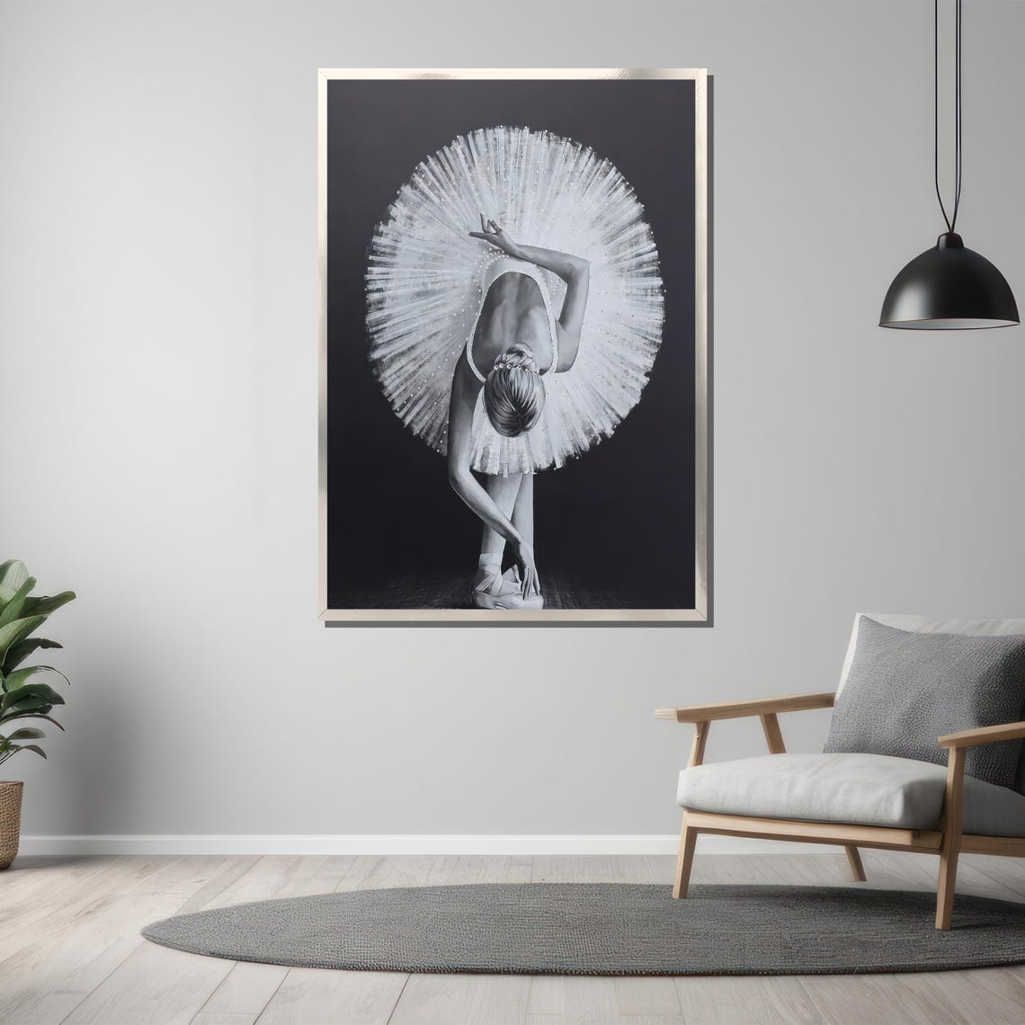 Overhead Black and White Ballerina Bowing Tutu Fan Art Poster - Image 3