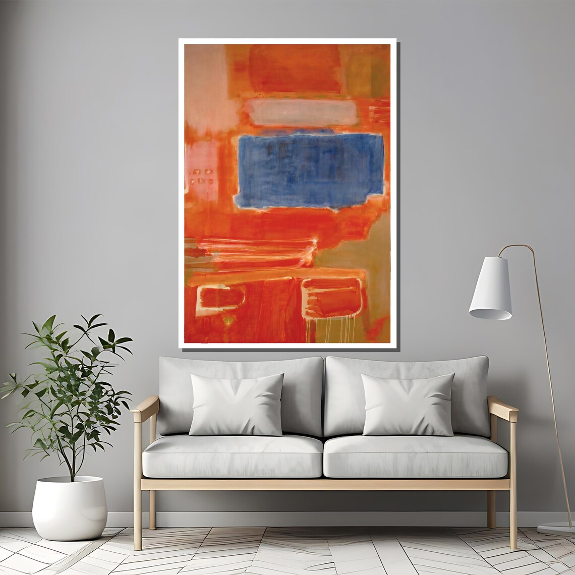 Vibrant Abstract Orange And Blue Painting Unique Artistic Gift For Modern Home Decor Lovers - Image 2