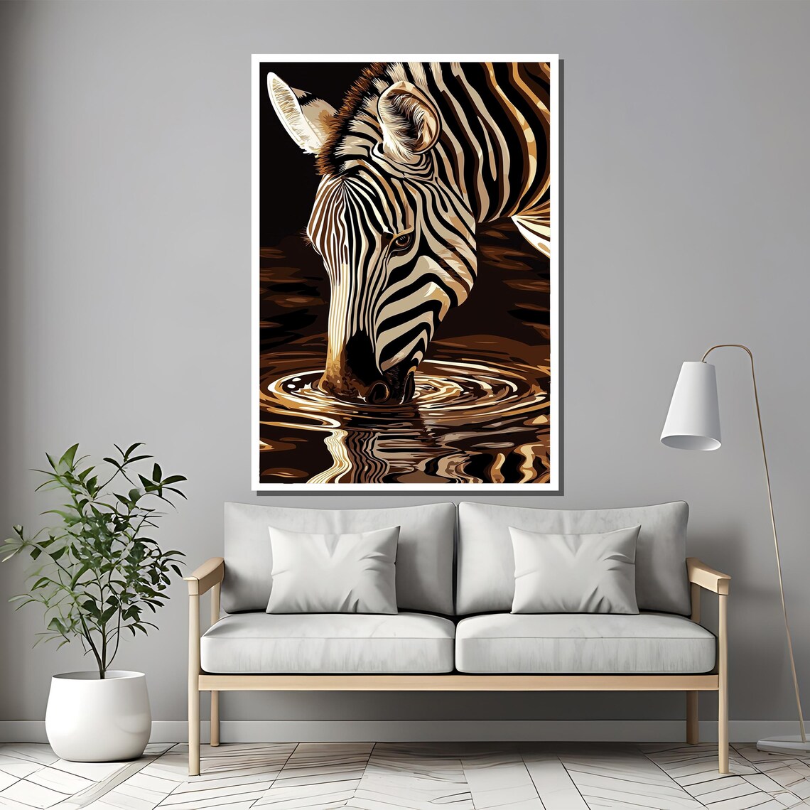 Zebra Modern Wildlife Art Print, Black and White - Image 2