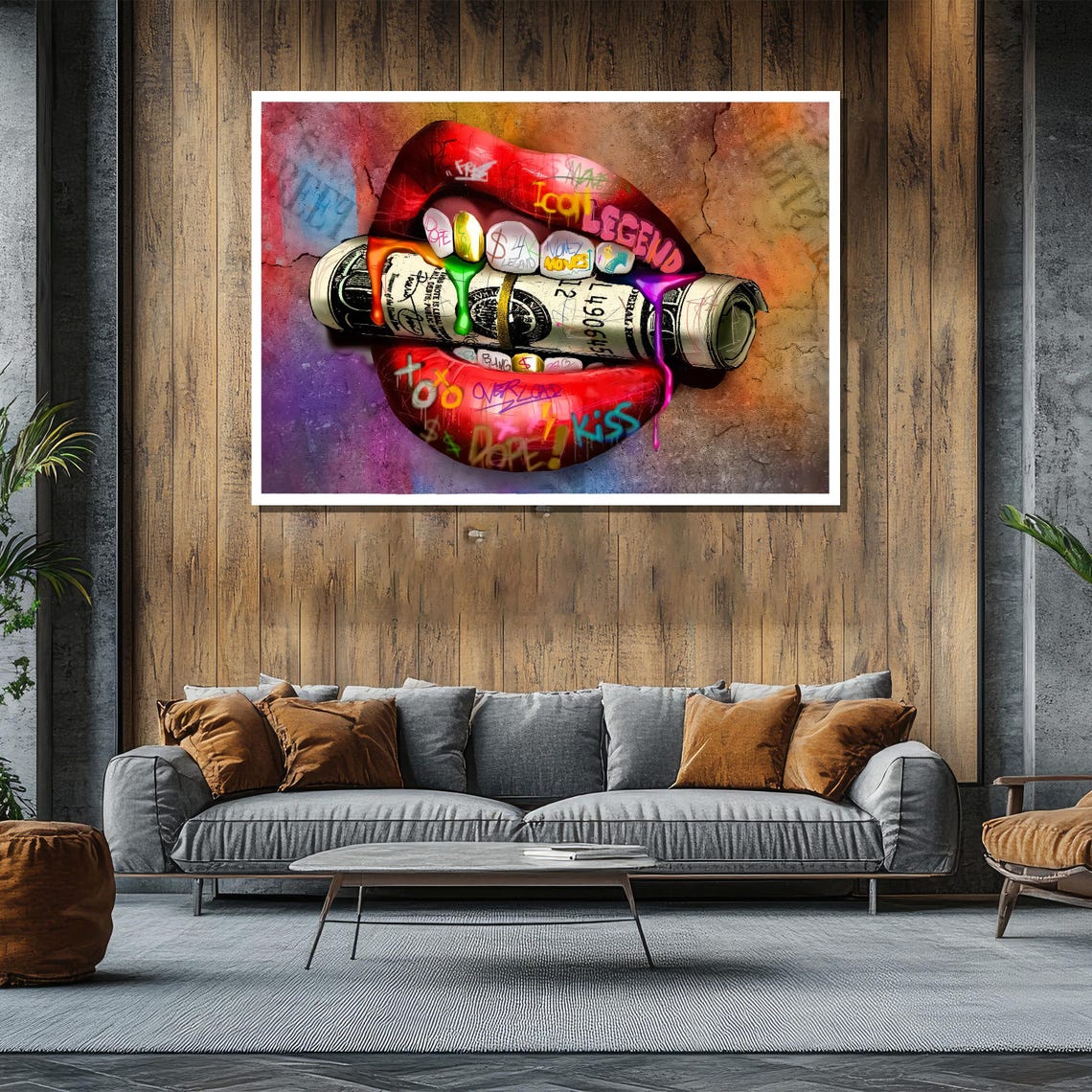 Graffiti Lips Biting Money Roll Legend Fashion Pop Art Poster - Image 2