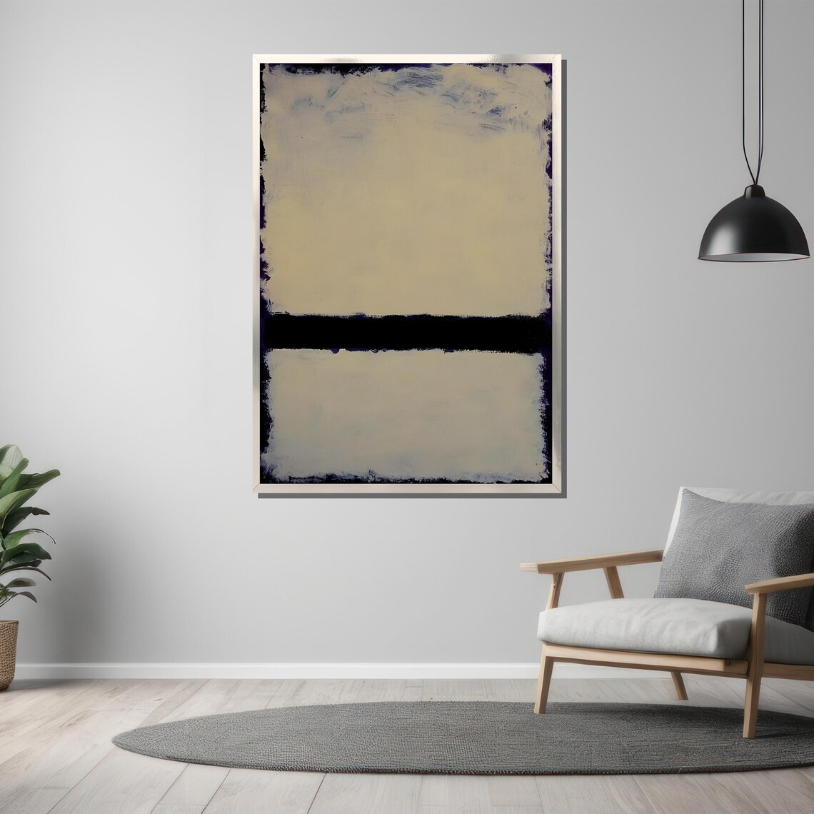 Rothko Style Beige And Black Minimalist Color Field Abstract Poster - Image 3