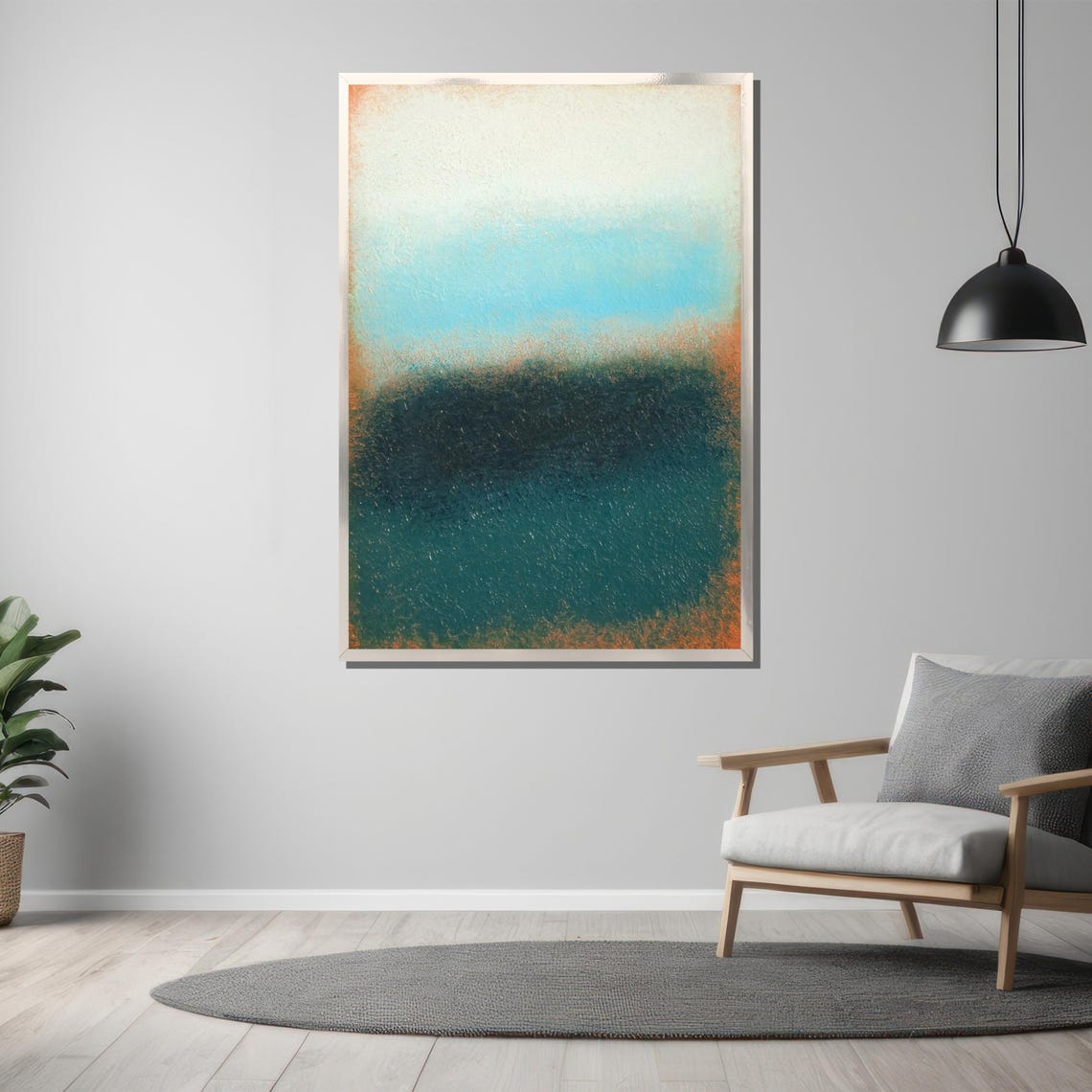 Teal Ocean Wave Curl With Gold Spray Fluid Abstract Ocean Poster - Image 3