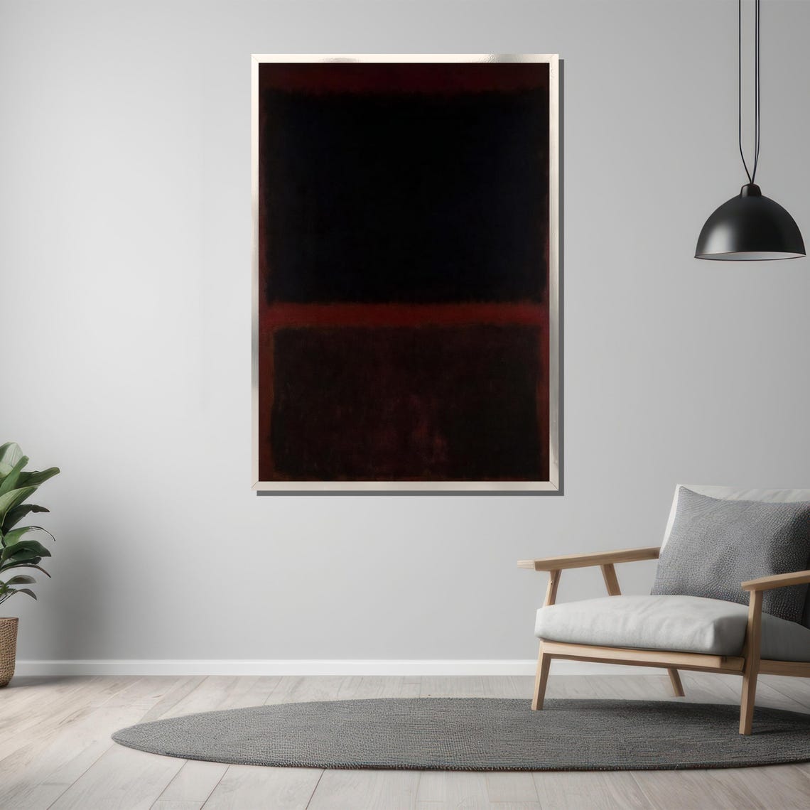 Deep Black And Ember Red Minimal Dark Abstract Statement Poster - Image 3