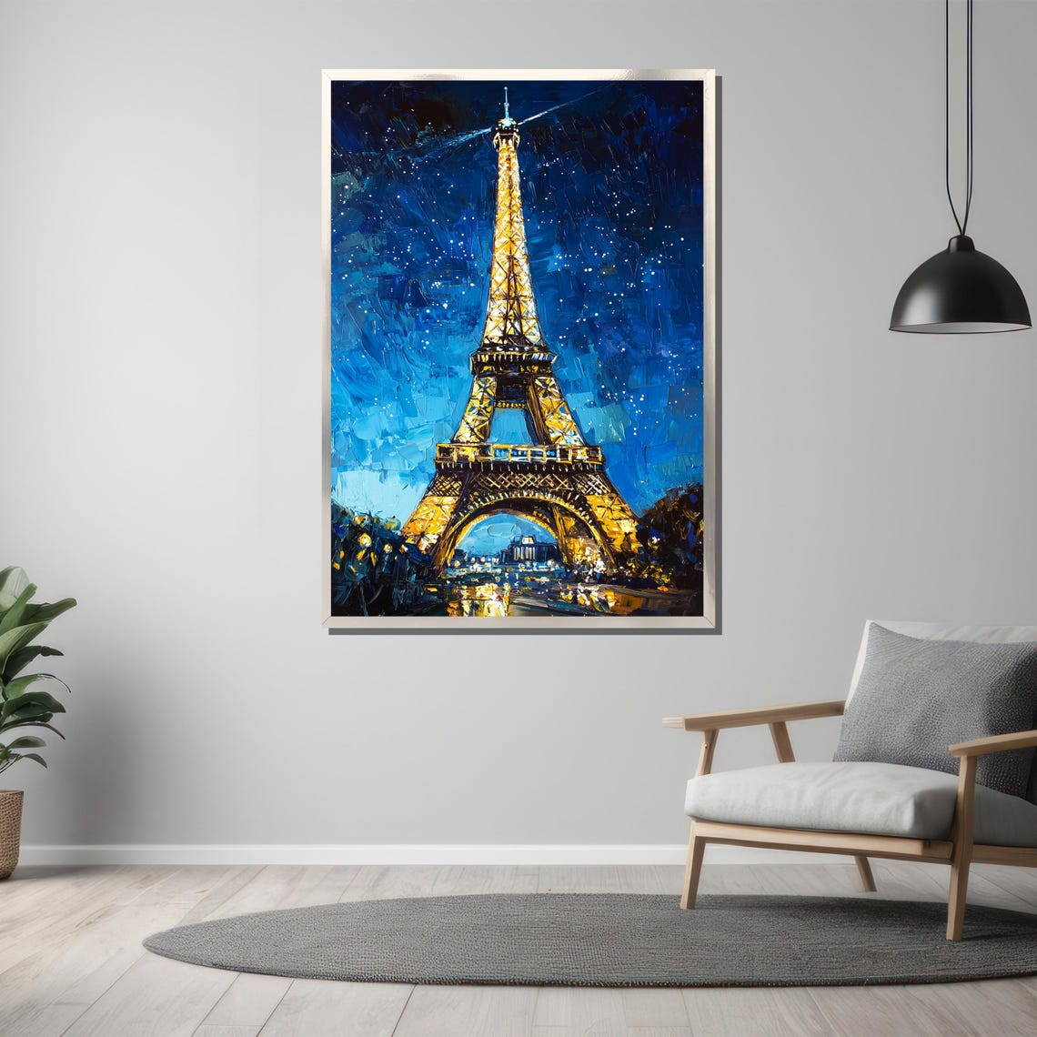 Eiffel Tower Illuminated At Night Under A Starry Blue Sky Poster - Image 3