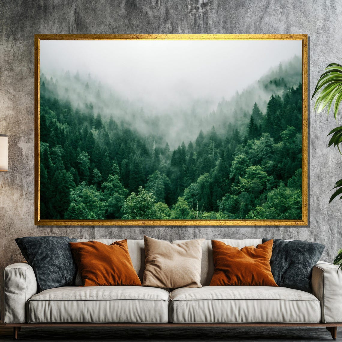 Serene Forest Painting Misty Green Wilderness Landscape Art Gift For Nature Lovers And Peaceful Home Decor
