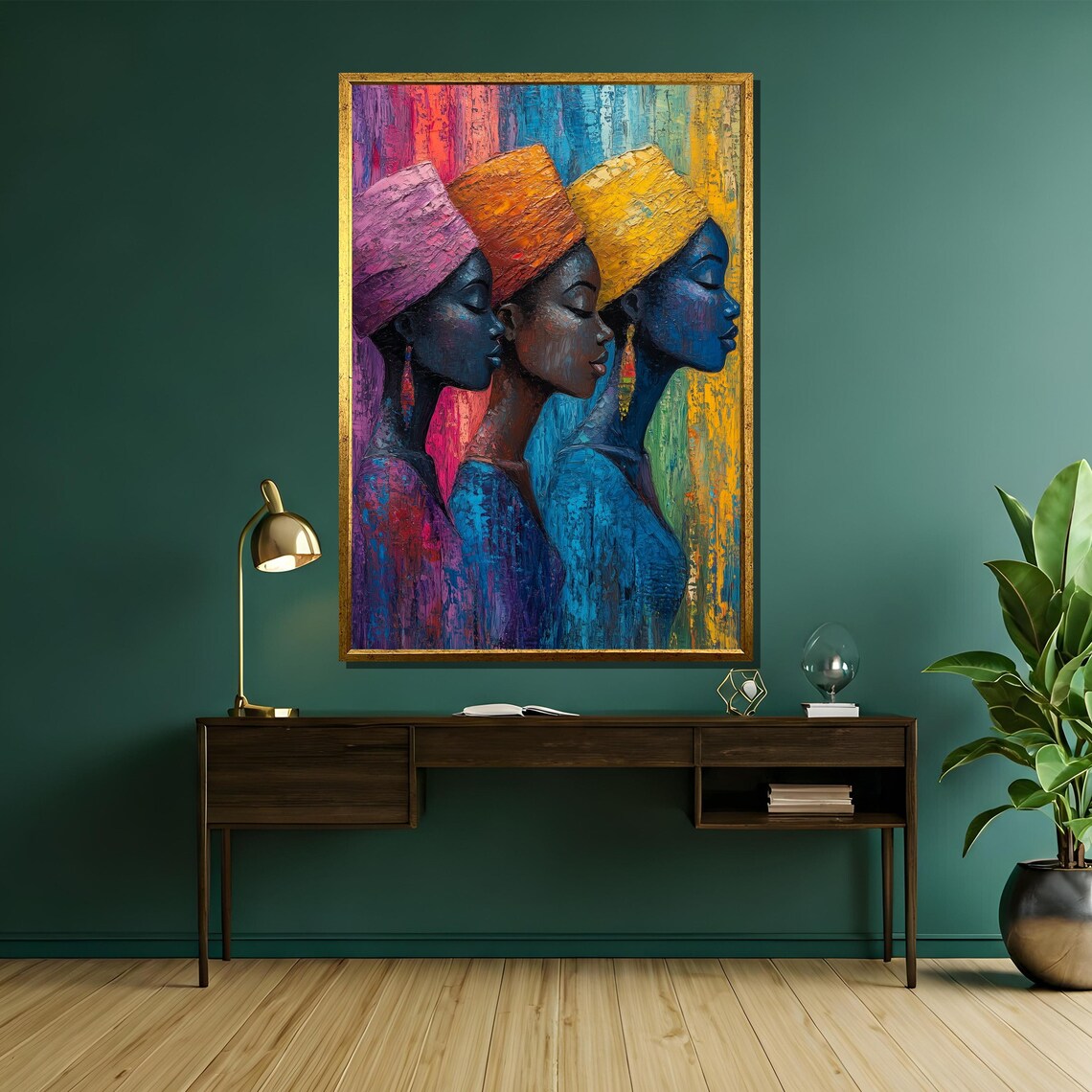African Women Trio In Colorful Headwraps Cultural Art Poster - Image 5