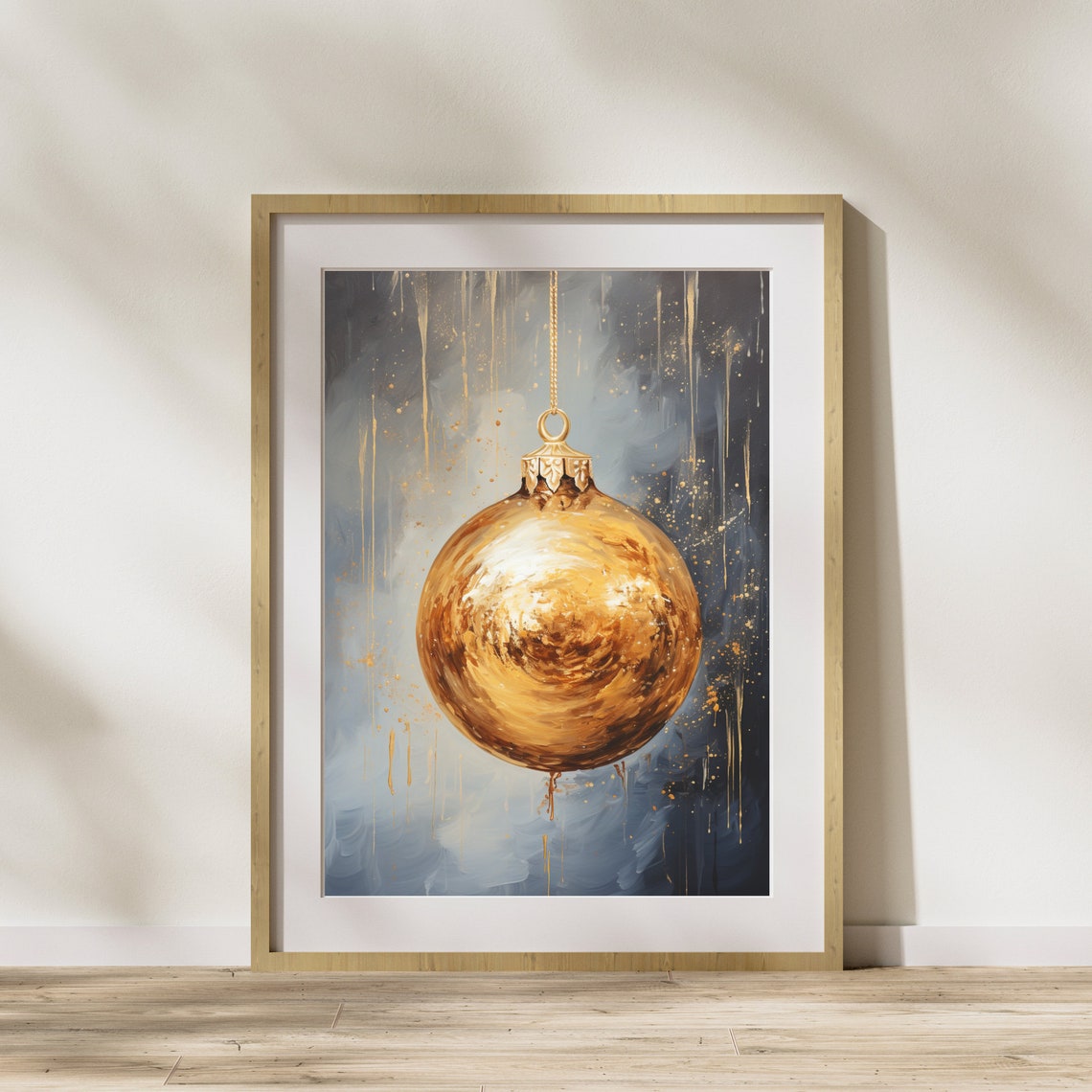 Golden Christmas Bauble Painterly Art Festive Holiday Poster - Image 4