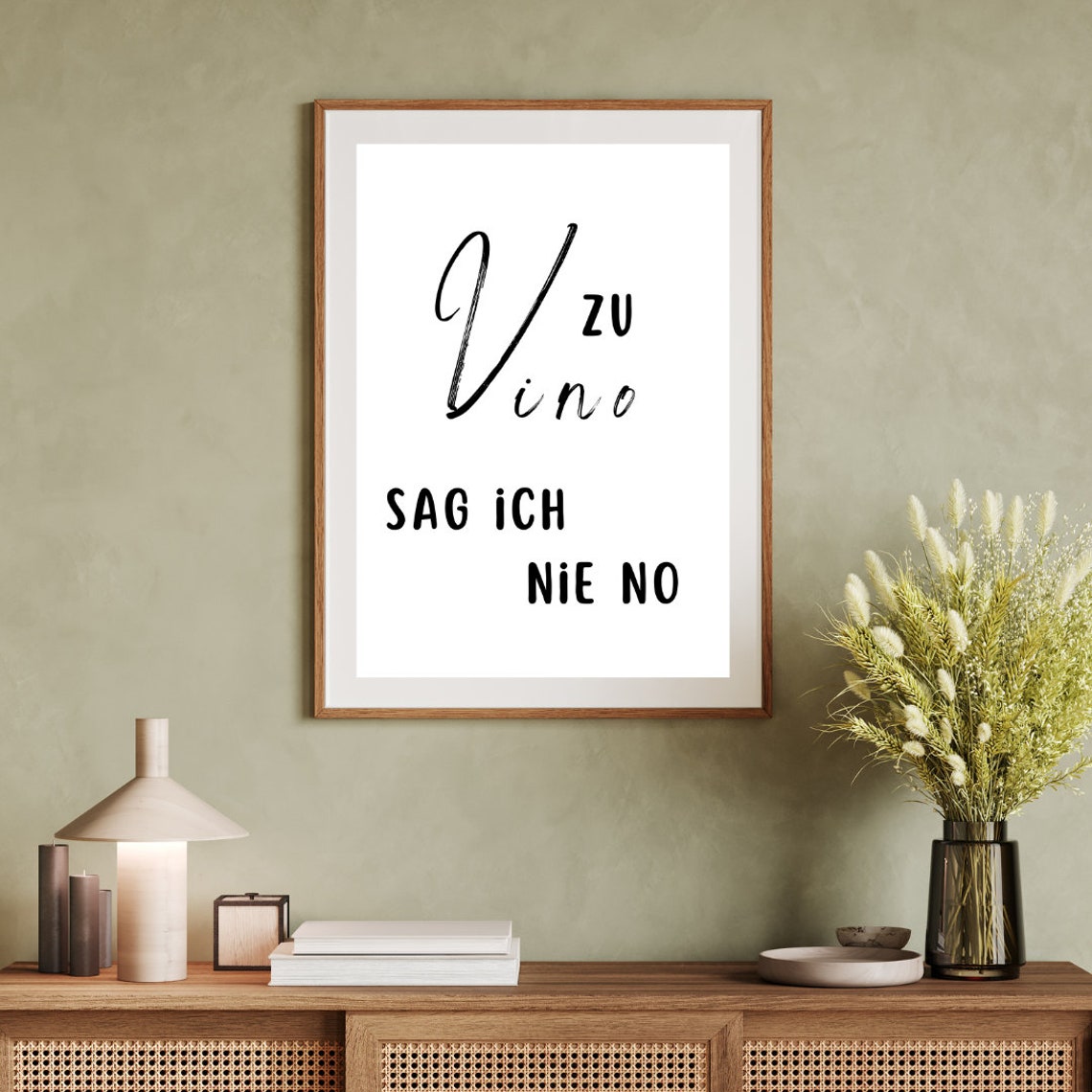 Zu Vino Sag Ich Nie No Funny German Wine Lovers Quote Kitchen Poster - Image 4