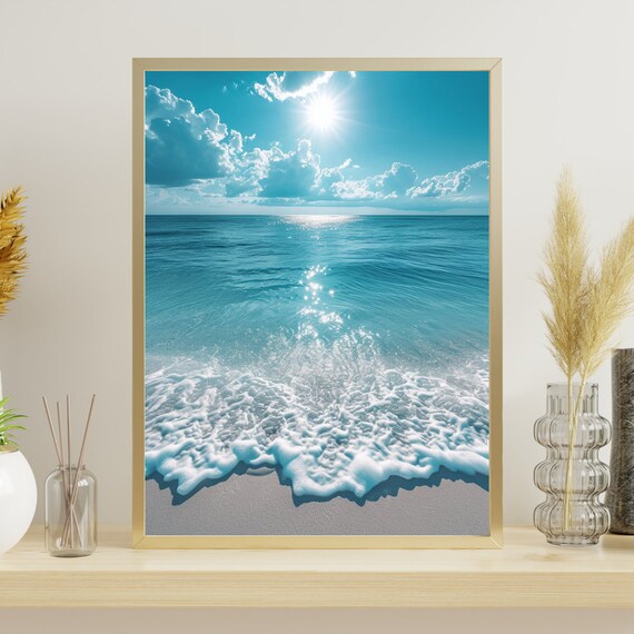 Sunny Turquoise Beach Sea View Sparkling Ocean Waves Summer Poster