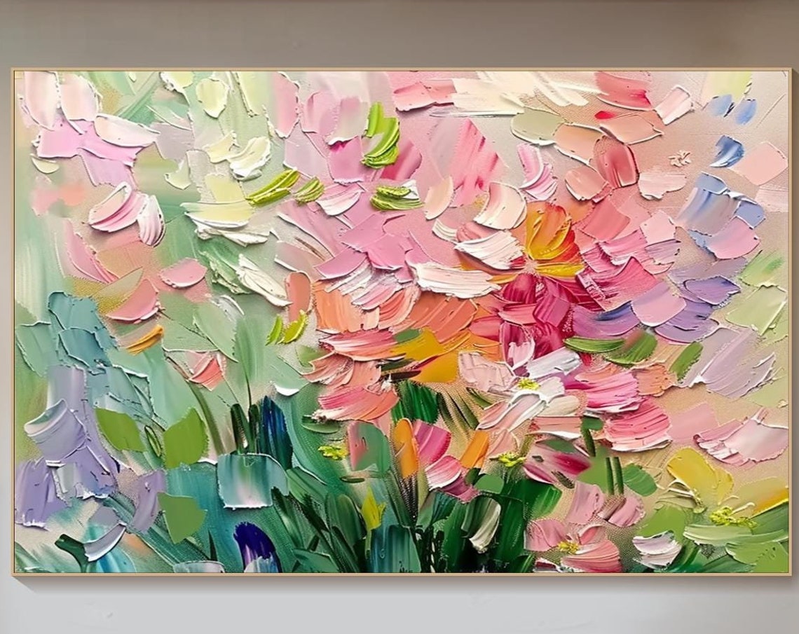 Pastel Pink Blossom Garden With Soft Green Leaves Art Poster