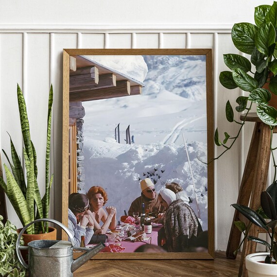 Apres Ski Mountain Lodge Lunch with Old Friends Vintage Photo Poster