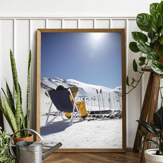 Vintage Apres Ski Photo Print Black White Lodge Decor