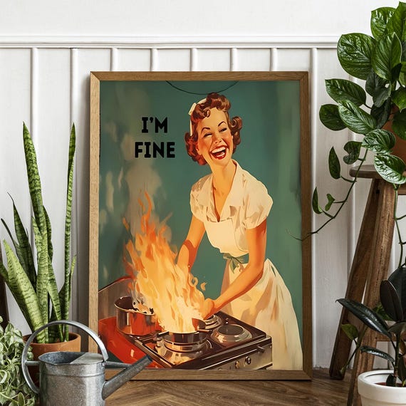 Im Finefunny Retro Kitchen Art Print Vintage Housewife Decor