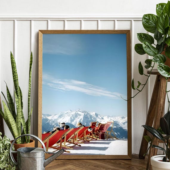 Vintage Ski Art Print Lodge Wall Decor Ready To Hang Canvas