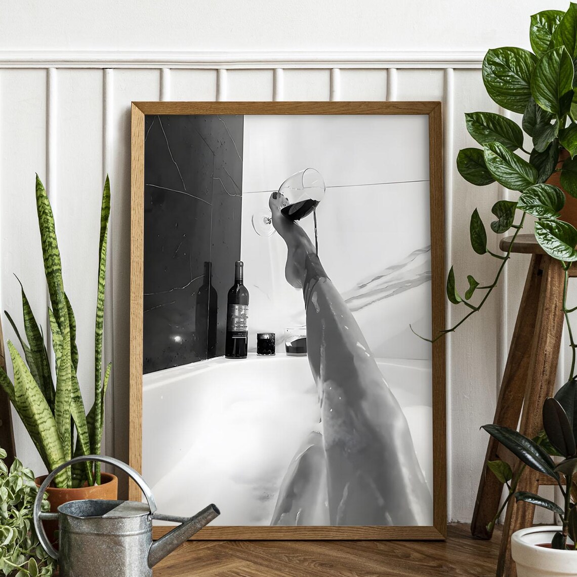 Woman In Bathtub Print Black And White Bathroom Art