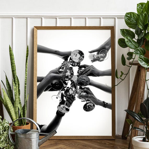 Cheers Bar Cart Print Restaurant Wall Art Ready To Hang