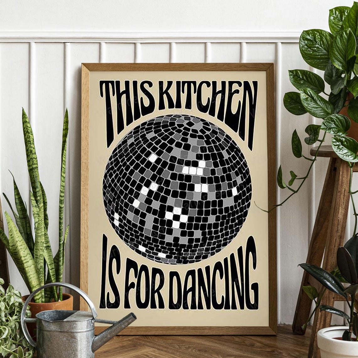 This Kitchen Is for Dancing Retro Disco Ball Funny Kitchen Poster