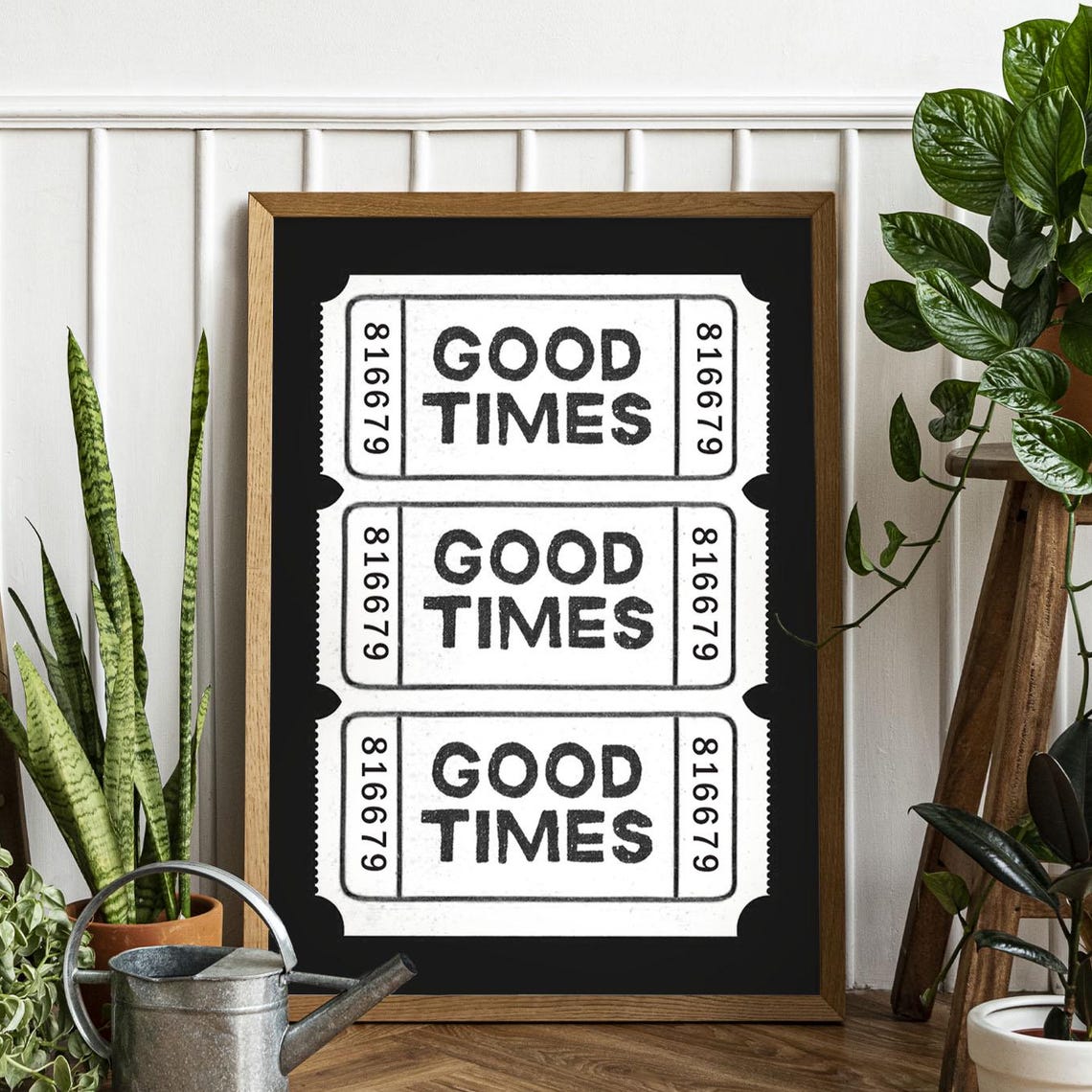 Good Times Retro Ticket Stubs Black White Trendy Dorm Wall Art