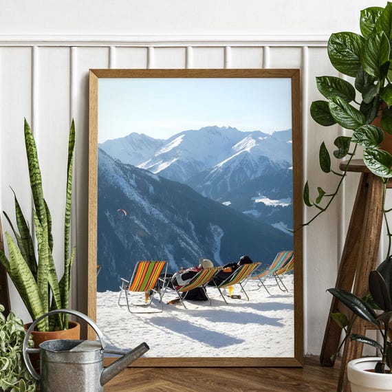 Vintage Ski Photo Print Lodge Wall Art Ready To Hang Canvas